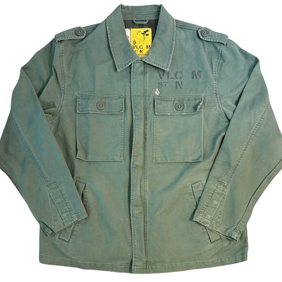 Volcom Scout Military Field Jacket Full Zip Retro Army Green Men’s Size XXL - Picture 1 of 14